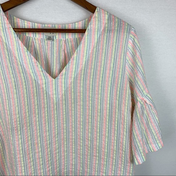 A New Day V-Neck Bell Sleeves Vibrant Color Tunic - Picture 2 of 8